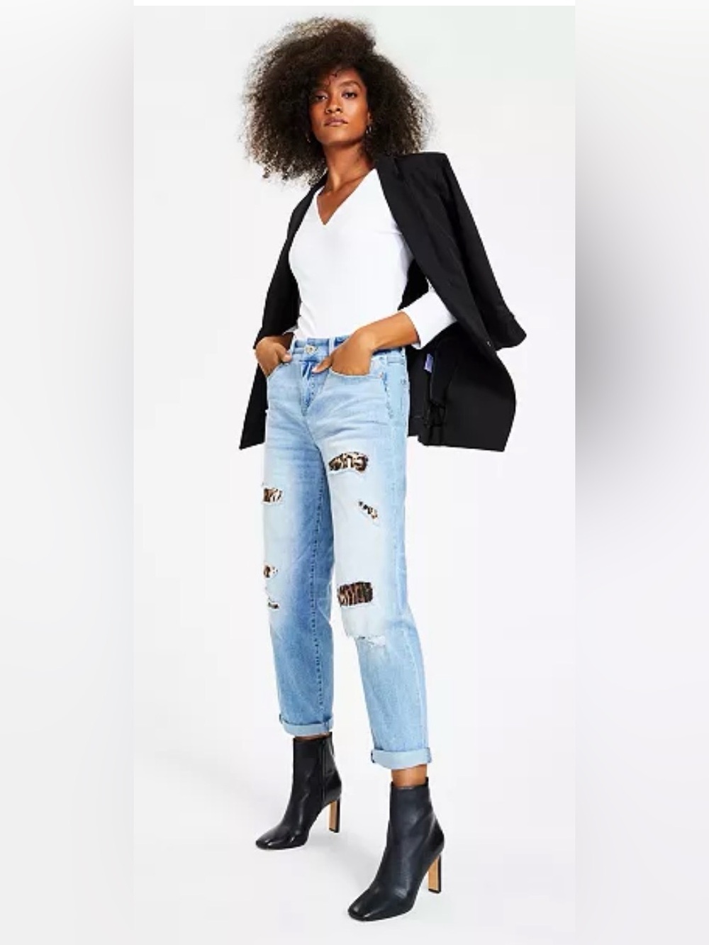 INC Black Blazer with ruched sleeves. NWOT Size M